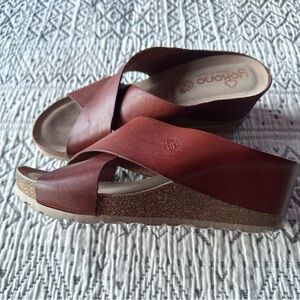 Yokono Leather Wedge Sandals Sz 9